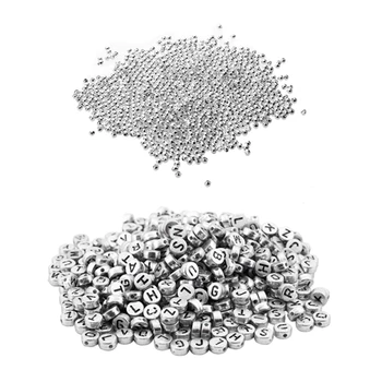 

1000 Pcs Silver Plated Smooth Round Spacers Beads 3mm & 500 Mixed Alphabet/Letter Acrylic Spacer Bead 7mm B09882