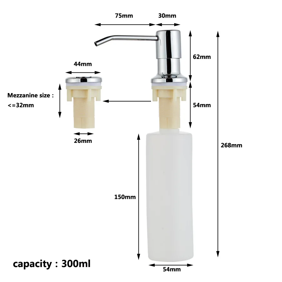 Tuqiu Kitchen Sink Soap Dispenser Stainless Steel Soap Dispenser Bathroom 300ML Soap Dispenser Black/Gold/Chrome/Nickel 2