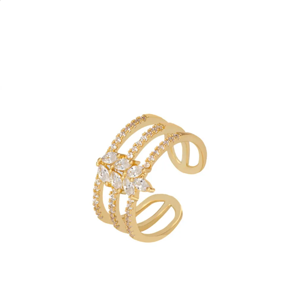 gold color ring Роскошные ювелирные изделия для невесты, многослойный золотой браслет, Дубай, микро проложили багет, кубический циркон, регулируемый браслет, кольцо, наборы ювелирных изделий - Окраска металла: gold color ring