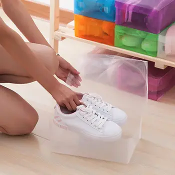 

12pcs Women/Men/Children Transparent Plastic Shoes Storage Boxes Makeup Box Case Holder Foldable Shoes Box Shoe Organizer