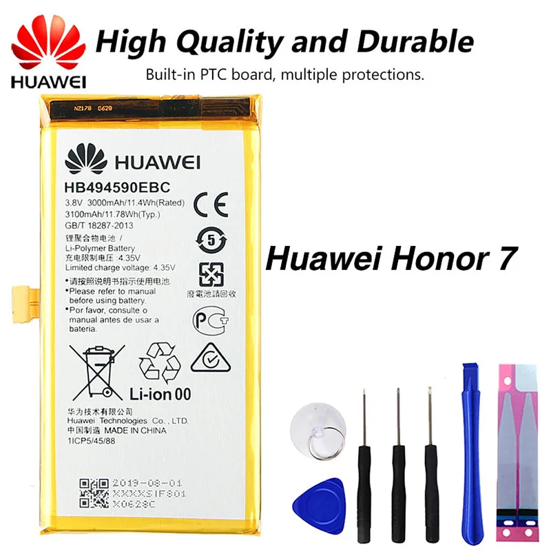 

Original Huawei HB494590EBC phone Battery For Huawei Honor 7 Glory PLK-TL01H PLK-AL10 PLK-UL00 PLK-CL00 3000mAh