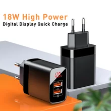 Светодиодный дисплей, мульти USB зарядное устройство для мобильного телефона, адаптер питания для iPhone, samsung, xiaomi 9, настенная розетка для быстрой зарядки, универсальная штепсельная вилка европейского стандарта