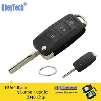 

OkeyTech for V W Golf Beetle Passat Polo Bora T5 Flip Car Remote Key Finder Ring Transporter ID48 Chip 433Mhz HAA Blank Blade