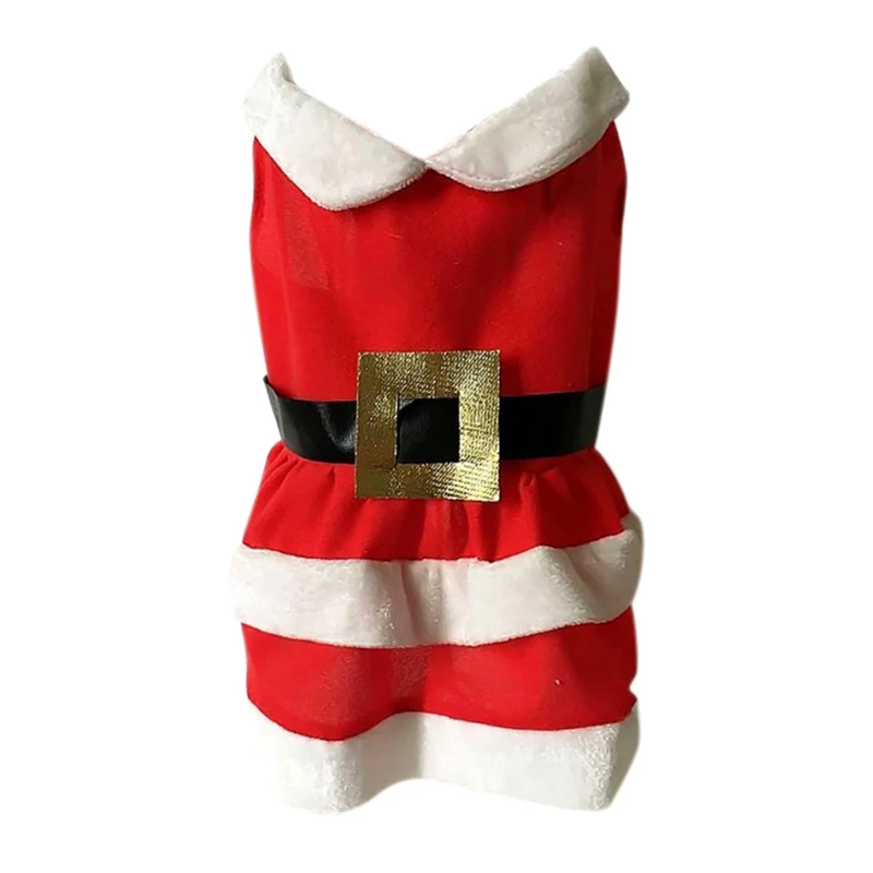 Ideal  Santa Pet Dog Christmas Clothes Winter Dog Hooded Coat Jackets Red Warm Dress For Dog Girls Puppy C