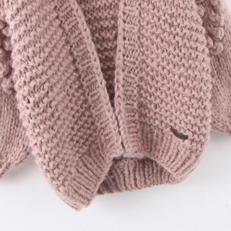 Модный женский свитер Za, осень, стильный кардиган с v-образным вырезом и рукавом-фонариком, свободные вязаные теплые свитера для женщин и девушек