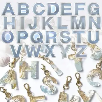 

26 Pcs/set Crystal Epoxy English Letters Alphabet Silicone Mould DIY Handmade Jewelry Creative Pendant Model UV Mold Accessories