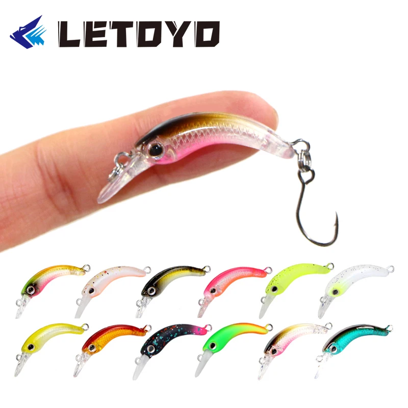 LETOYO 40mm Dying Fishing Lure Trout Mini Crankbait Micro Minnow Crank Floating Artificial Hard Baits Freshwater Fishing Tackle