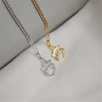 

RUIYI Real 925 Sterling Silver Women Fashion Crown Helmet Pendant Necklace Girls Zircon Setting Curb Chain Korean Style Chokers