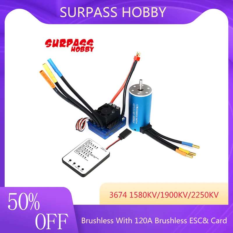 Бессенсорный бесщеточный двигатель RC 3674 1580KV/1900KV/2250KV 4P с 120A бесщеточным ESC и