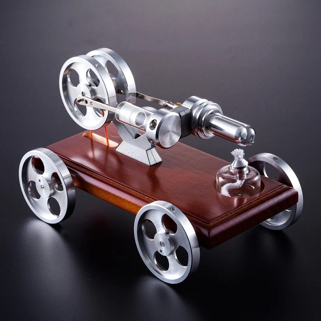 Solid Wood Baseplate DIY Stirling Engine Car Stem Steam Model Set