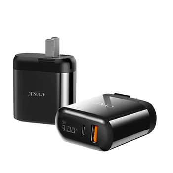 

AC 100~240V QC3.0 PD Protocol Dual USB Port Type-c Power Adaptor Wall Charger Foldable Pin Compatible With Lighting