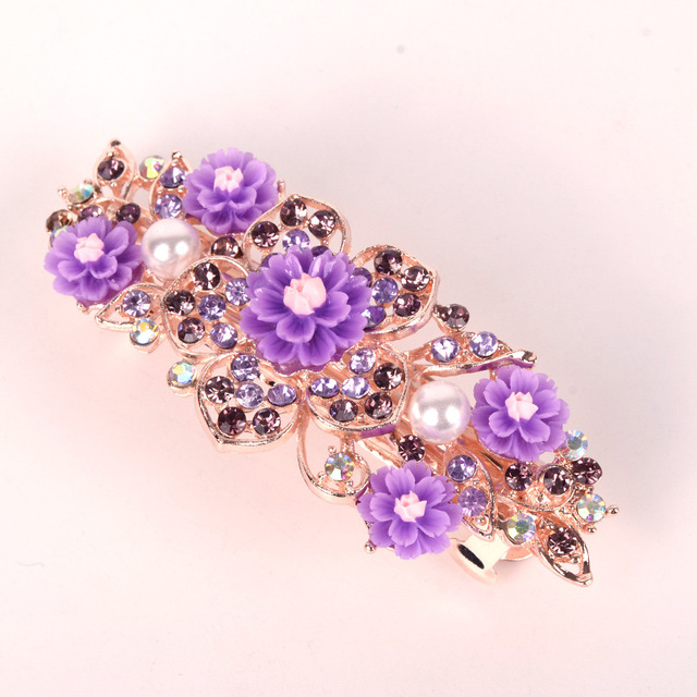 Colorful Flowers Rhinestone Hairpins Retro Women's Hollow Out Crystal  Hair Comb Hairpin Fashion Hair Accessories Headdress
