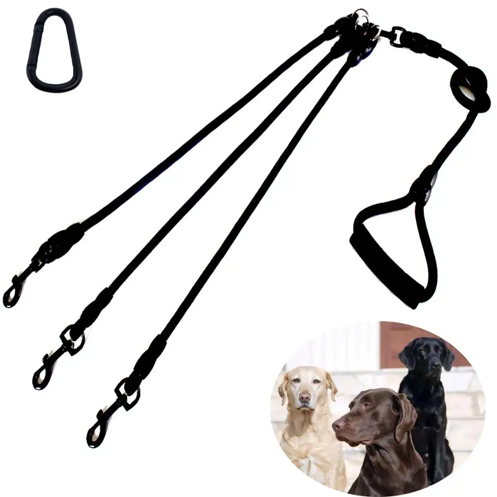 

Black Multi-head rope Nylon Dog Leash with Padded Handle,Climbing Rope Removable Pet Traction Rope,Adjustable and Detachable