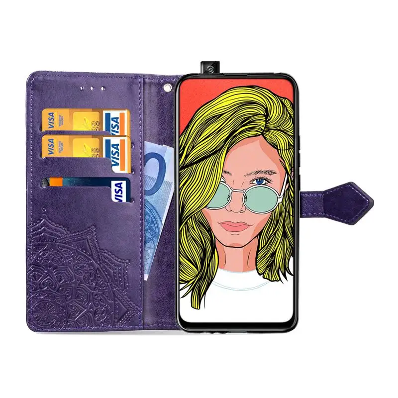 Кожаный чехол-книжка для huawei P Smart Z Y7 Y6 Pro Y5 Honor 9X 20i 10i 8A, чехол-кошелек с изображением цветов мандалы, чехол для телефона