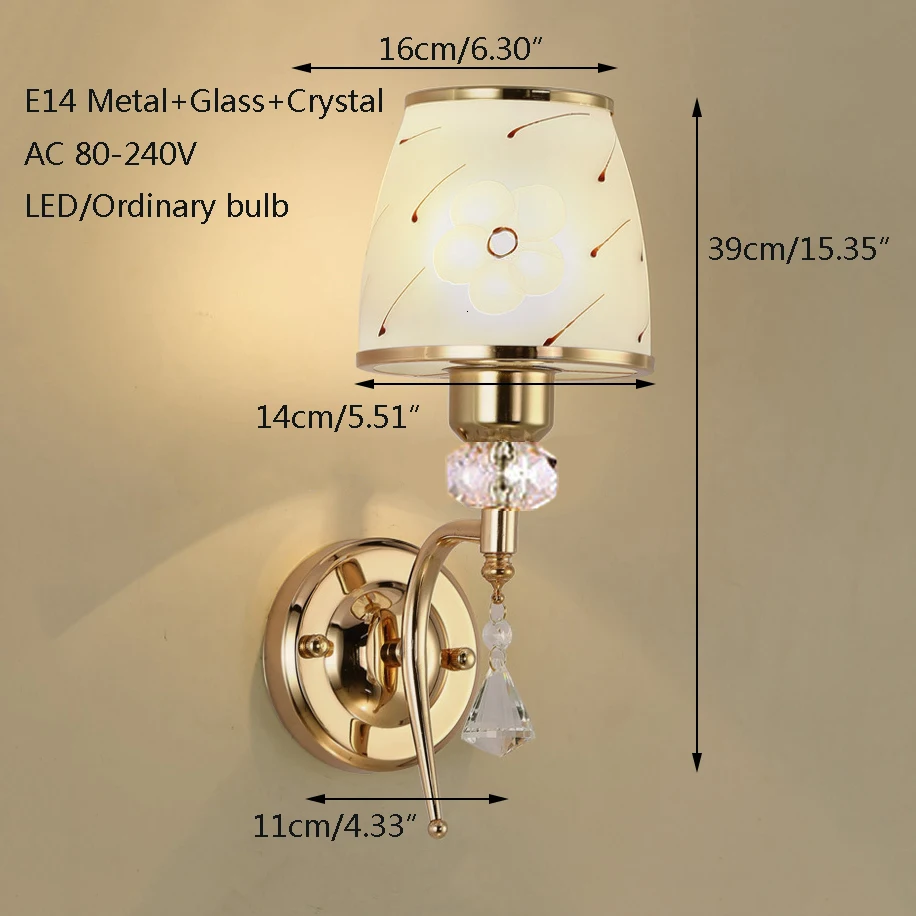 Современные позолоченный металлический стекло художественный стиль настенный светильник светодио дный E14 220 В новинка настенные