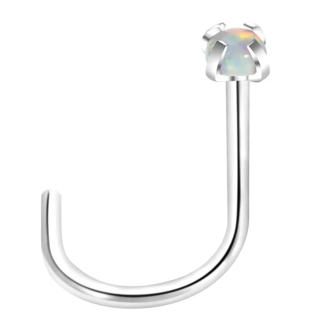 3Pcs/lot Surgical Steel Opal Crystal L Bend Screw Nose Ring Piercing Jewelry For Women Trendy Charm Nose Stud Ring Body Piercing