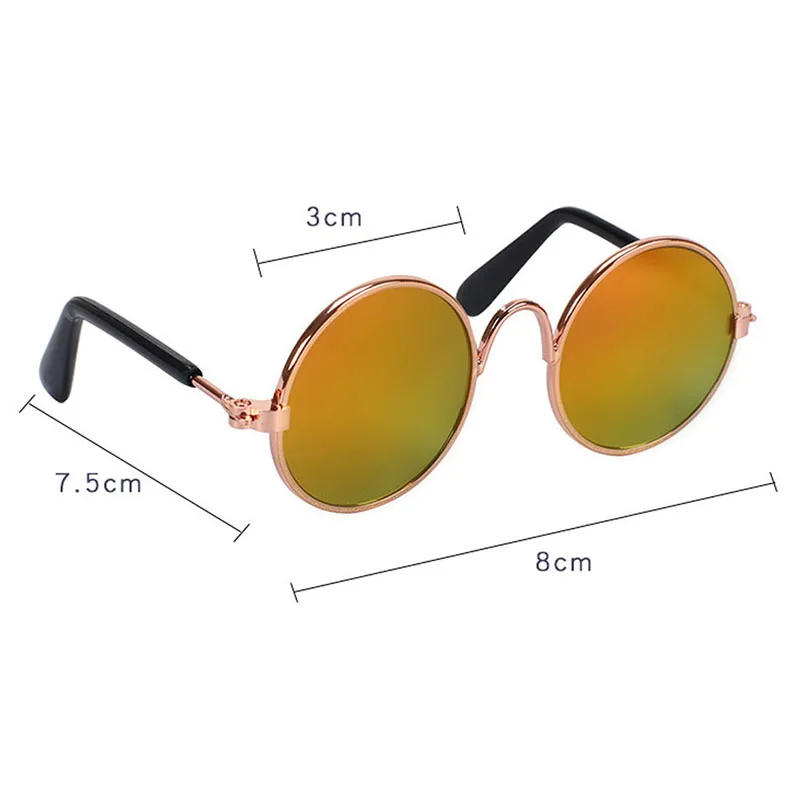 1PC Doll Accessories Round Eyeglasses Pink Glasses Sunglasses American Girl Toy Photo Props Pet Dog Cat Sunglasses 6