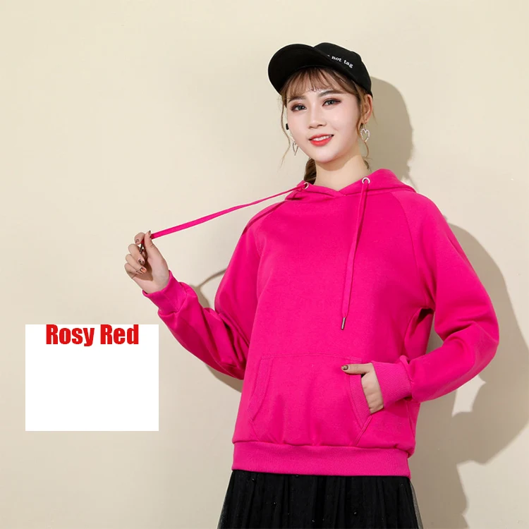Rosy red Весенние шикарные толстовки, Женская толстовка, Женский бойфренд, свободные фиолетовые толстовки, свитшоты, Женская свободная толстовка с капюшоном - Цвет: Rosy red
