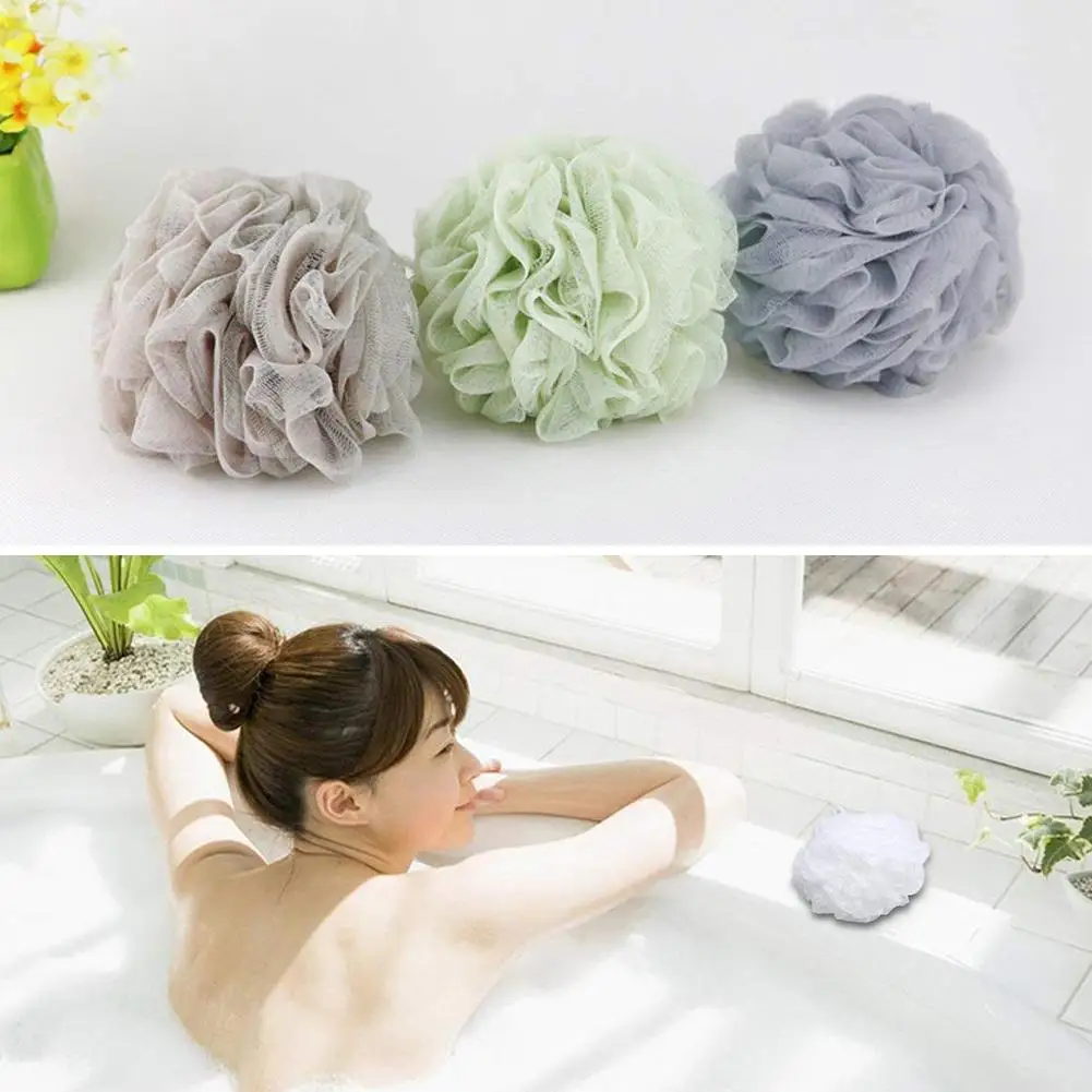 

4Pcs Plain colour Flower Towel Body Cleaning Tool Super Soft Elastic Hanging Big Shower Ball Mesh Bath Bathroom Supplies