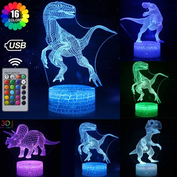 

3D Dinosaur Series 16Colors LED Table Desk Lamp Remote Control Home Decoration LED Night Warm Light for Kids Christmas Gift