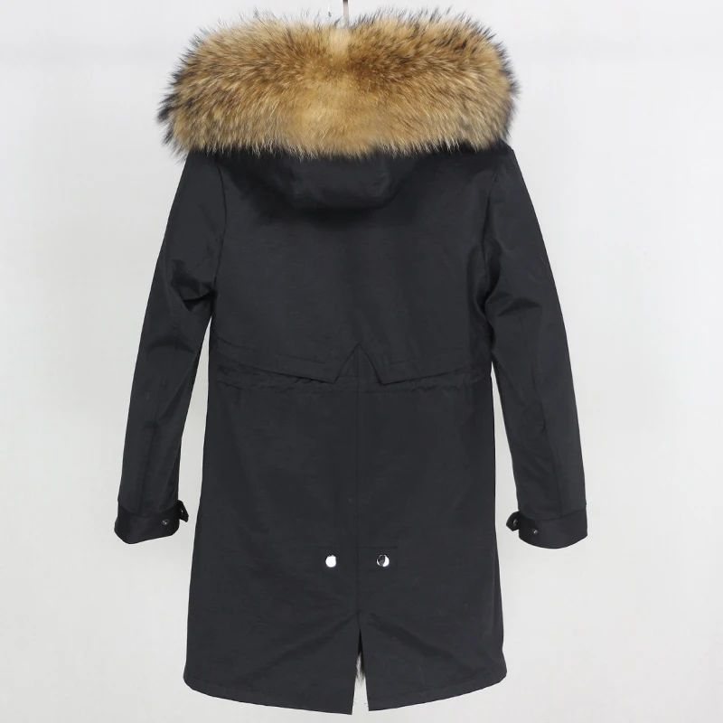 OFTBUY новая парка зимняя куртка женская шуба из натурального меха енота меховой капюшон, воротник из натурального кроличьего лайнера теплая тонкая верхняя одежда