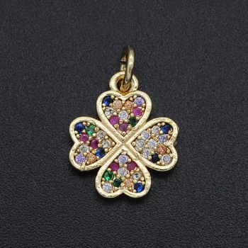 

14x12mm 100% CZ Zircon DIY Jewelry Clover Charm Pendant Wholesale Top Quality Bracelet Making Charm Fashion Jewellery Pendants