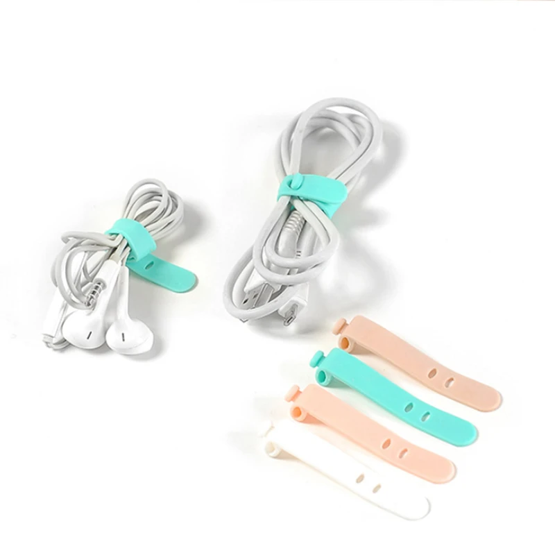 

4pcs Solid Color Cable Winder Organizer Desk Set Wire Data Line Holder Line Fixer Winder Wrap Cord Desk Accessories Stationary
