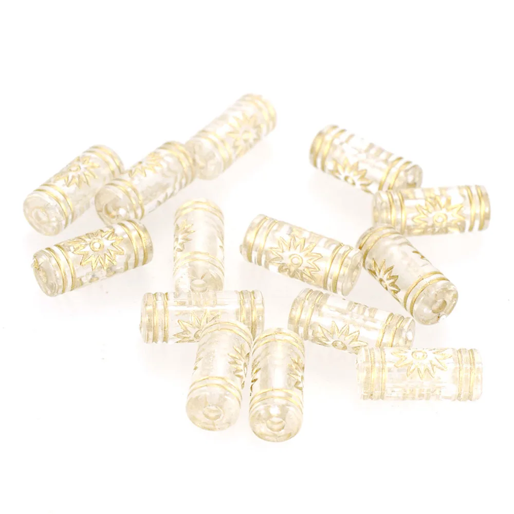 100Pcs 5*11MM Golded Plating Acrylic Antique Design Stripe TubeSpacer Beads For Diy Handmade Jewelry Making Findings Accessories | Украшения