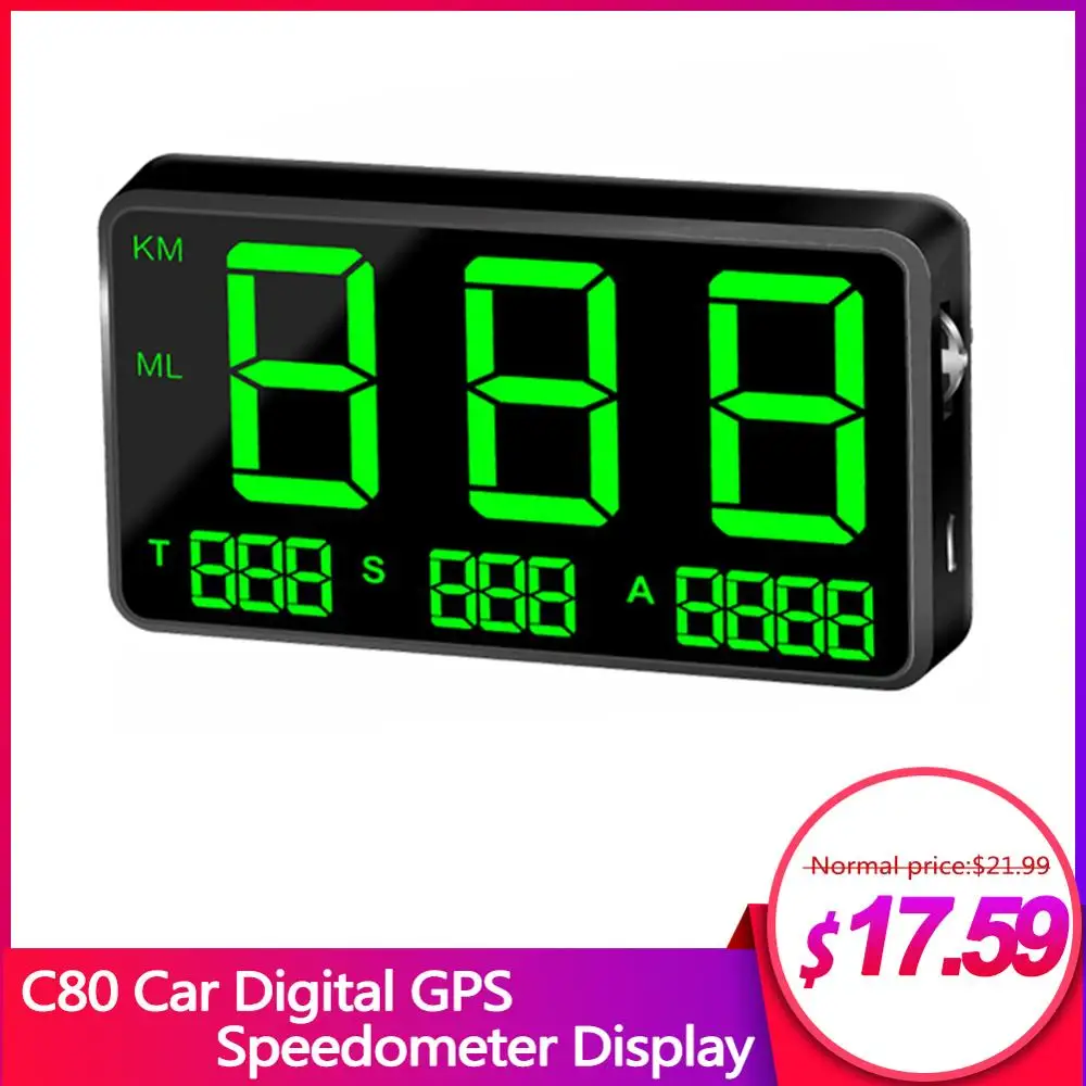 Najtaniej C80 samochód cyfrowy prędkościomierz gps prędkość wyświetlacz KM h MPH dla samochodów Bike motocykl akcesoria samochodowe