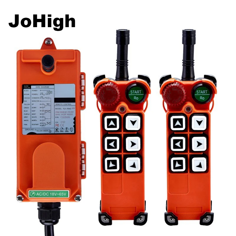 

JoHigh 6 Buttons Switch 315Mhz, 868Mhz Wireless Remote control for Hoist Crane 2 transmitters + 1receiver