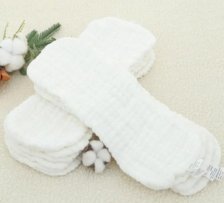 10Pcs/lot Reusable Baby Diapers Cloth Diaper 10 Layer Insert 100% Cotton Washable Baby Care Eco-friendly Diaper