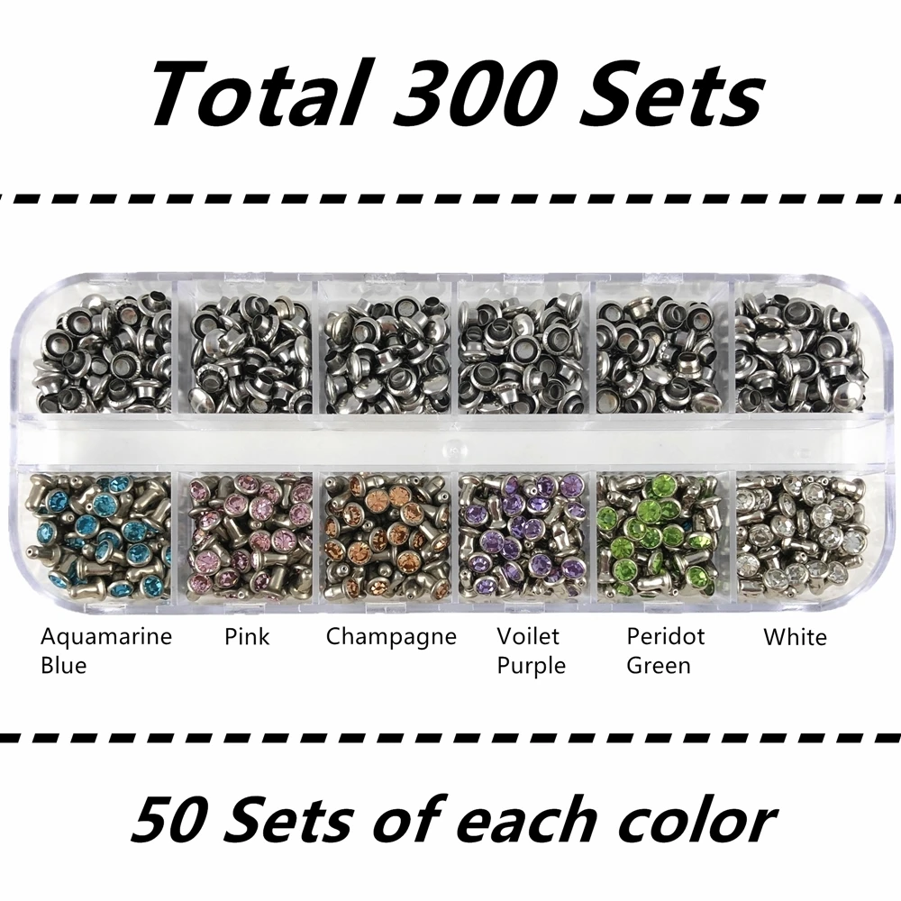 YORANYO 300 наборы для ухода за кожей 4 мм CZ++ Цвет Фул с украшением в виде кристаллов быстрого серебристого цвета с заклепками смешанные покрытые Цвет пятна серьги-гвоздики в стиле панк Спайк подходит для кожаные-Крафта - Цвет: Mix 07