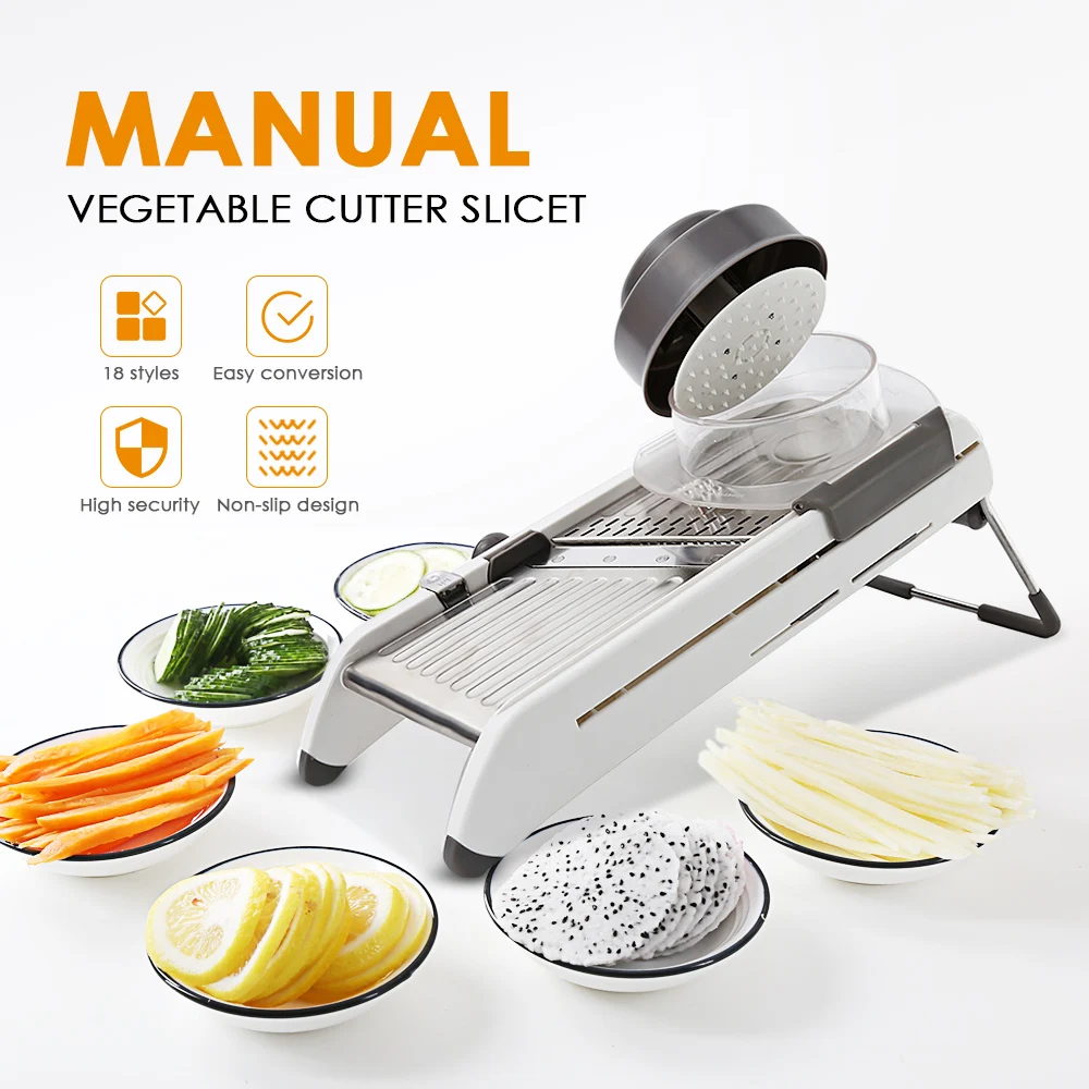 

18 Types Use Mandoline Slicer Adjustable Vegetables Cutter Shredder Stainless Steel Onion Potato Grater kitchen Tools dropship