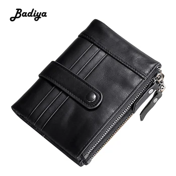 

Men Genuine Leather RFID Wallet Multi-card Position Credit Card Holder Retro Short Clutch Bag Male Double Zipper Coin Purse