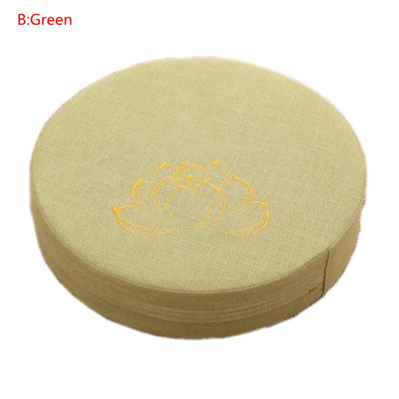 Lotus Pattern Green 40X6 см японский футон для поклонения Будде Сидящая Подушка Ткань моющаяся Круглая льняная Балконная оконная татами коврик медитация Лотос - Цвет: Lotus Pattern Green