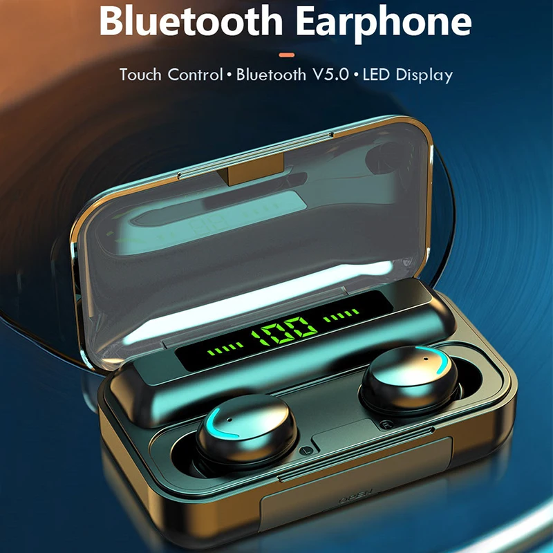 

TWS Bluetooth 5.0 Earphones 2200mAh Charging Box Wireless Headphone 9D Stereo Sports Waterproof Earbuds Headsets With Microphone