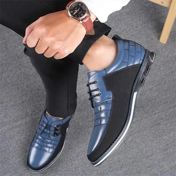 

Men Leather Shoes Fashion Lace Up Flat Thick Warm Sneakers Daily Shoes J9