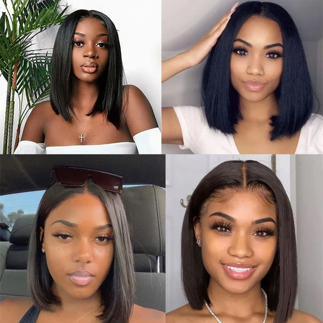 Short Bob 4×4 Lace Closure Wig 1B 99J Straight Burgundy Lace Front Wig Human Hair Brazilian Remy Hair Ombre Wine Red 180 Density 6