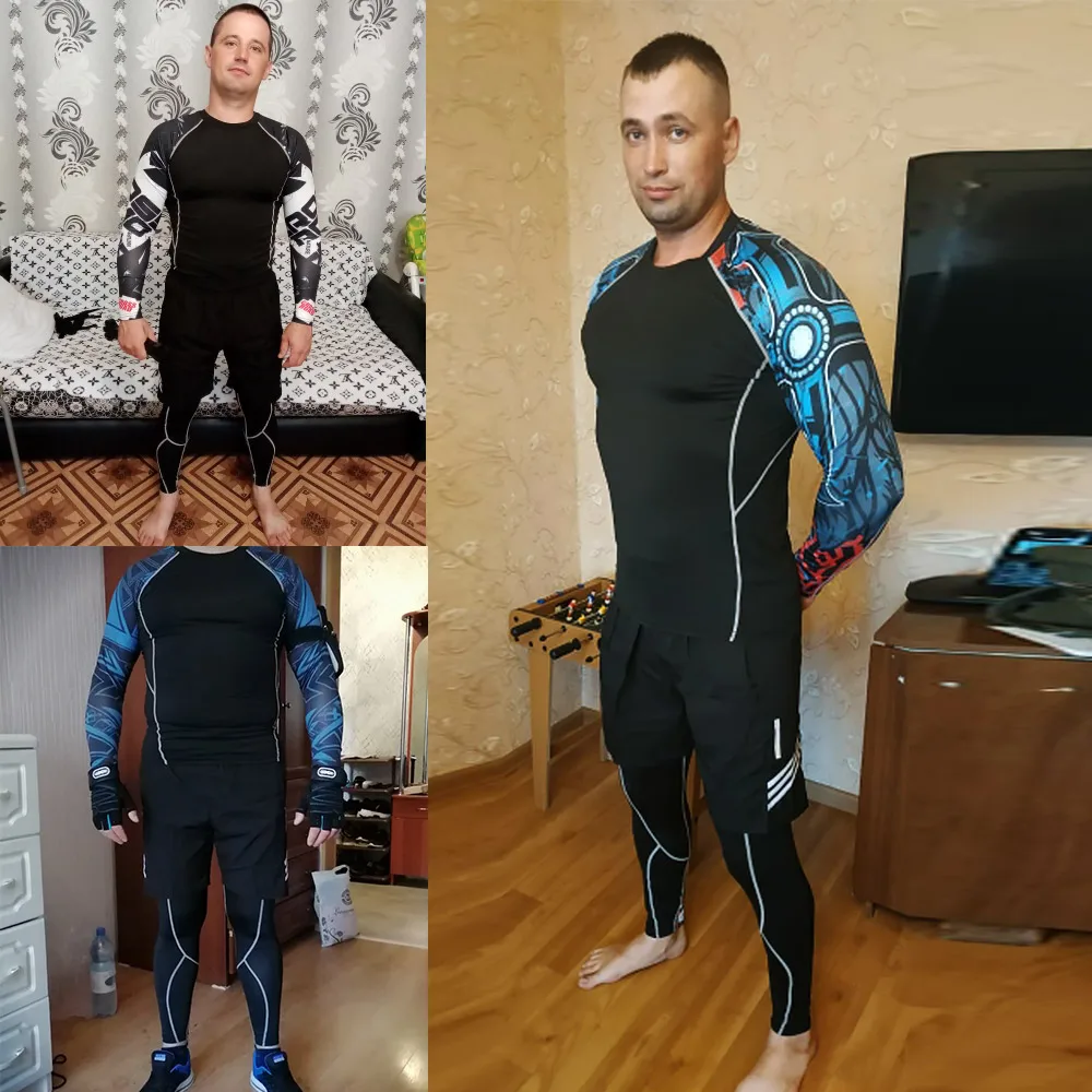 Мужская спортивная компрессионная одежда леггинсы для спортзала тренировок