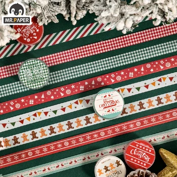 

Mr Paper 1.5mm*3m 8 Styles Merry Christmas Series Washi Tapes Scrapbooking DIY Deco Creative Kawaii Litmus paper Masking Tapes