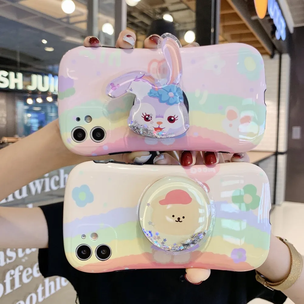 

Cute little wild waist fine hole horizontal version rainbow rabbit pattern For iPhone 11 Pro Max XR XS Max XS 7 8 plus case