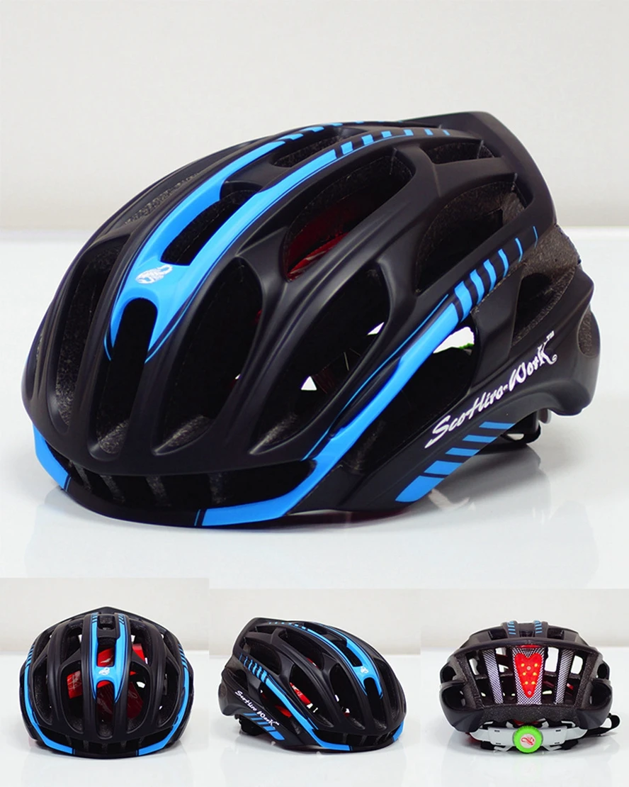 color 3 black-blue SCOHIRO-WORK модный светильник светодиодный для мужчин/женщин дорожный горный велосипед шлем ультра светильник EPS гоночный Велосипедное снаряжение - Цвет: color 3 black-blue