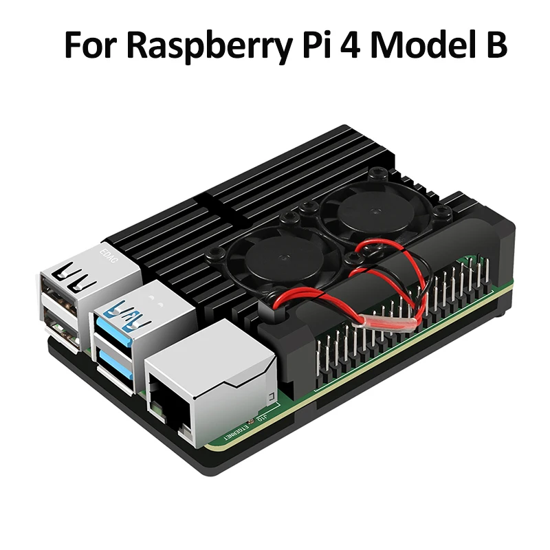 Алюминиевый Чехол Aokin для Raspberry Pi 4 4b с двойным охлаждающим вентилятором