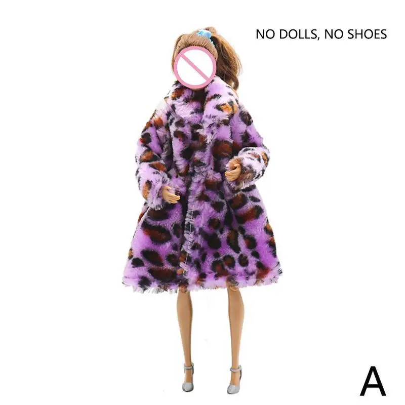 1 шт., модная кукольная одежда, плюшевое пальто леопардового цвета, высококачественная одежда ручной работы, Кукольное платье, пальто для кукольных аксессуаров, подарок для девочек - Цвет: A