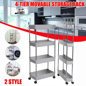 

4 Layer Storage Rack Removable Fridge Side Shelf Crevice With Wheels Organizer Shelf Gap Holder Sundries Goods Kitchen Bathroom