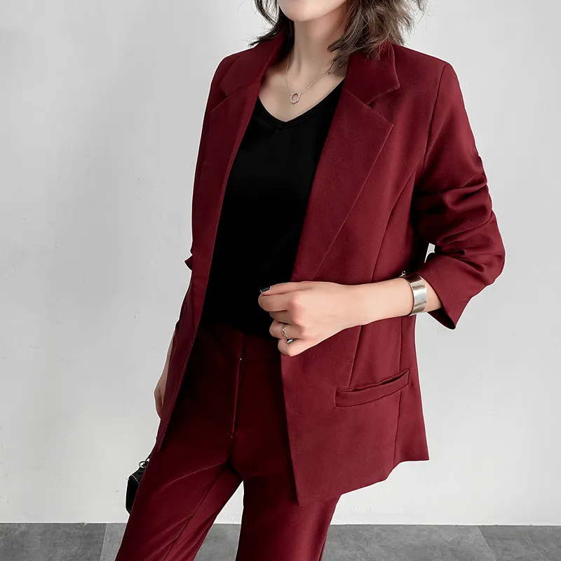 Suit female autumn small suit jacket two-piece slim slimming solid color wild temperament fashion overalls women's clothes
