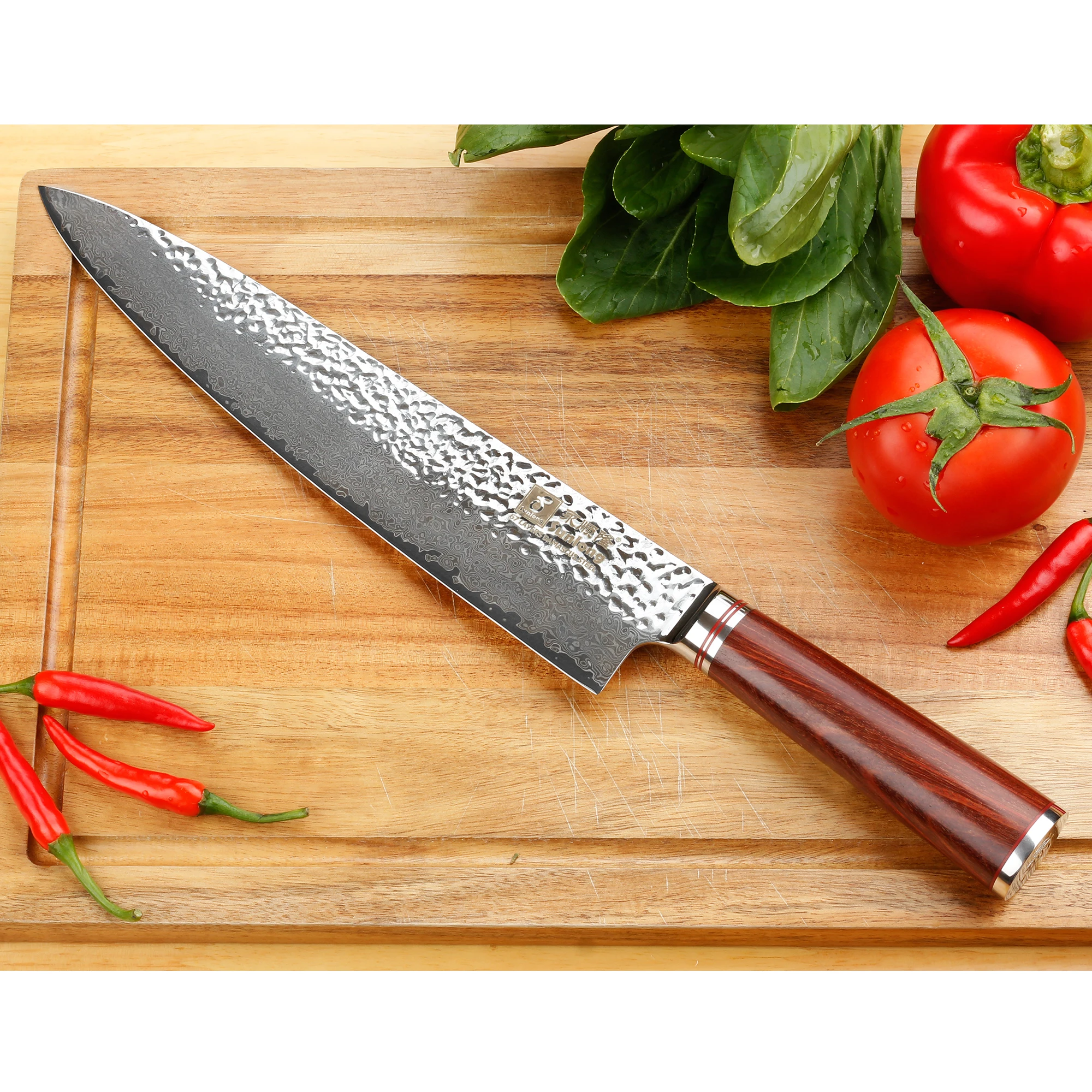 Ножи шеф повара Sunlong Gyuto VG10 японские ручки из Дамасского палисандра 10