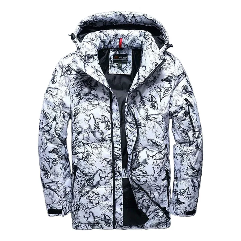 Новое высокое качество зимнее теплое пальто с капюшоном, пальто парки с капюшоном Повседневное мужской Slim с несколькими карманами, верхняя одежда камуфляжные куртки; - Цвет: White
