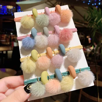 

New Women Cute Colorful Hairball Elastic Hair Band Ponytail Holder Sweet Scrunchie Headband Rubber Band Fashion Hair Accessories