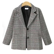 Autumn Winter Office Ladies Notched Collar Plaid Women Blazer Single Breasted Jacket 2021 Casual Pockets Female Suits Coat
